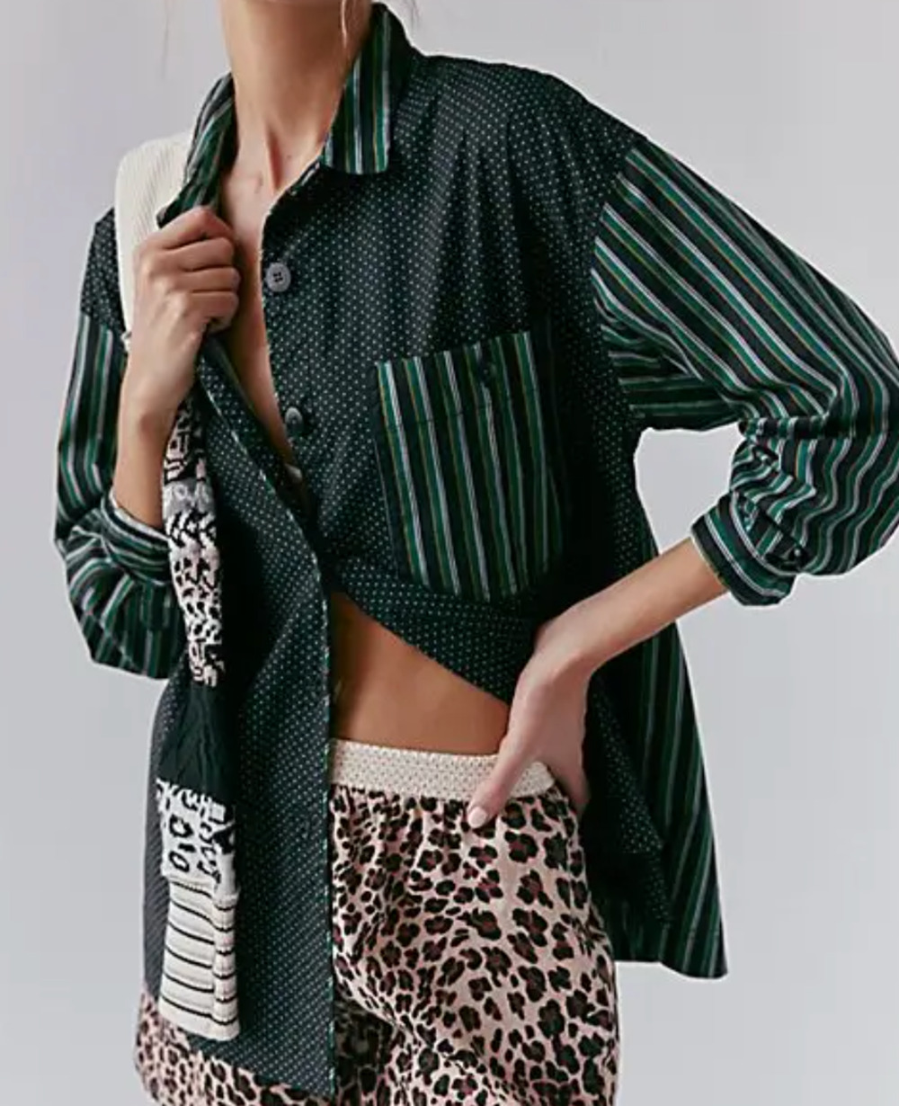NEW FREE PEOPLE INTIMATELY CHARCOAL COMBO MILK + COOKIES SHIRT PAJAMA PJ TOP XS